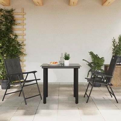 vidaXL Folding Garden Chairs 2 pcs Melange Grey Steel and Textilene