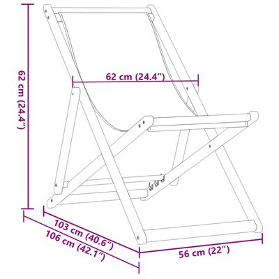 vidaXL Folding Beach Chair Taupe Solid Wood Eucalyptus and Fabric