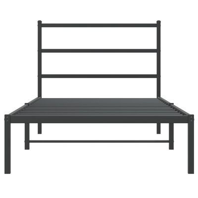 vidaXL Metal Bed Frame without Mattress with Headboard Black 100x190 cm