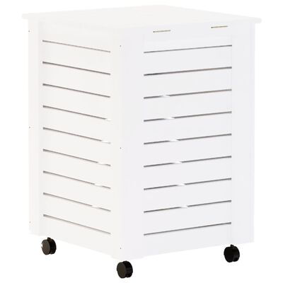 vidaXL Laundry Basket with Wheels RANA White 45x45x64 cm Solid Wood Pine