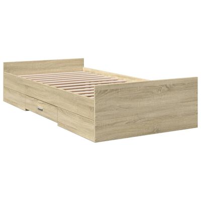 vidaXL Bed Frame with Drawers without Mattress Sonoma Oak 100x200 cm