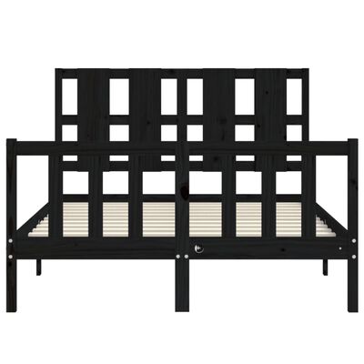 vidaXL Bed Frame without Mattress Black 140x200 cm Solid Wood Pine