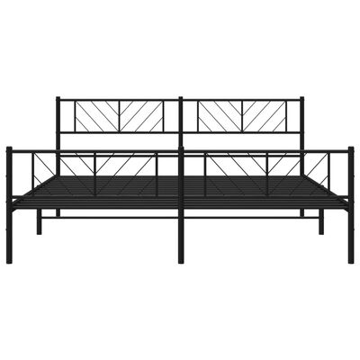 vidaXL Metal Bed Frame without Mattress with Footboard Black 193x203 cm