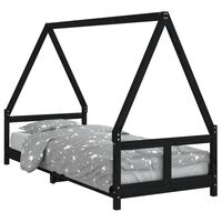 vidaXL Kids Bed Frame Black 80x200 cm Solid Wood Pine