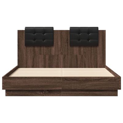 vidaXL Bed Frame with LED without Mattress Brown Oak 120x190 cm Small Double