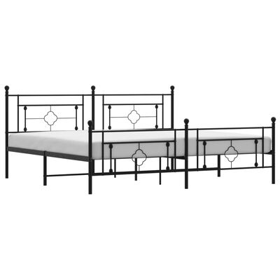 vidaXL Metal Bed Frame without Mattress with Footboard Black 193x203 cm