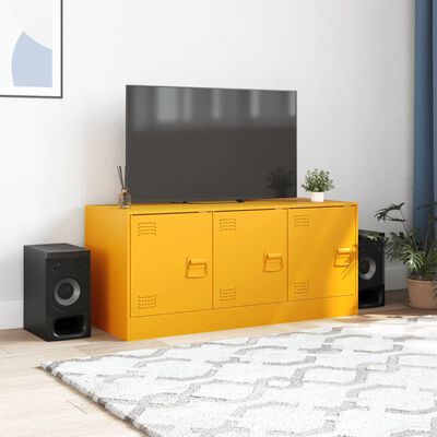 vidaXL TV Cabinet Mustard Yellow 99x39x44 cm Steel