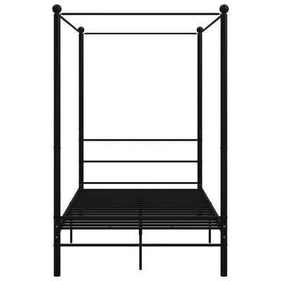 vidaXL Canopy Bed Frame without Mattress Black Metal 120x200 cm