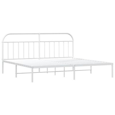 vidaXL Metal Bed Frame without Mattress with Headboard White 193x203 cm