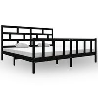 vidaXL Bed Frame without Mattress Black Solid Wood 200x200 cm (810106+814218)