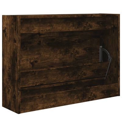 vidaXL Shoe Cabinet Smoked Oak 80x21x57 cm Engineered Wood