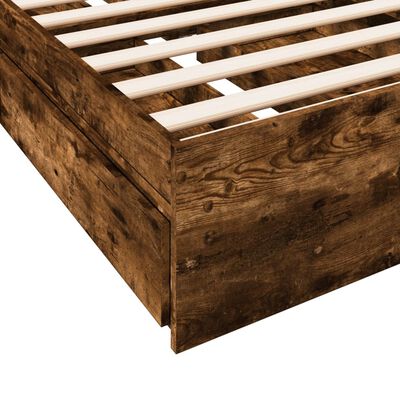 vidaXL Bed Frame with Drawers without Mattress Smoked Oak 90x200 cm