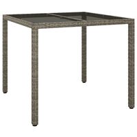 vidaXL Garden Table 90x90x75 cm Tempered Glass and Poly Rattan Grey