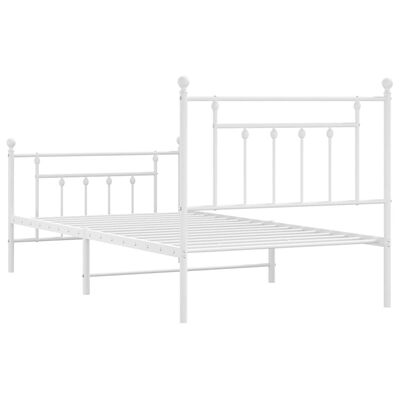 vidaXL Metal Bed Frame without Mattress with Footboard White 100x190 cm