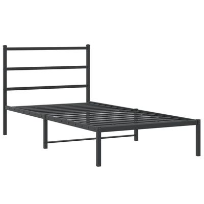 vidaXL Metal Bed Frame without Mattress with Headboard Black 100x190 cm