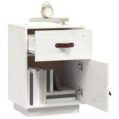 vidaXL Bedside Cabinet White 40x34x55 cm Solid Wood Pine