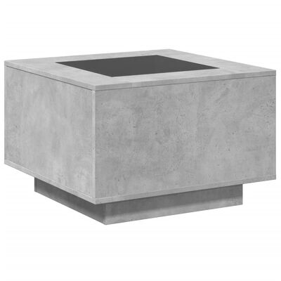 vidaXL Coffee Table with LED Concrete Grey 60x60x40 cm Engineered Wood