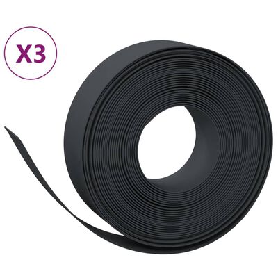 vidaXL Garden Edgings 3 pcs Black 10 m 15 cm Polyethylene