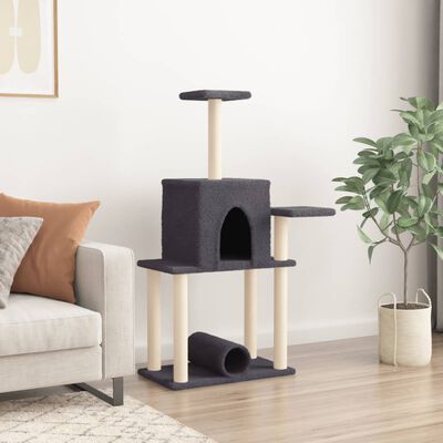 vidaXL Cat Tree with Sisal Scratching Posts Dark Grey 122 cm