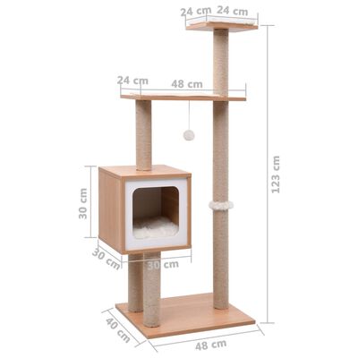 vidaXL Cat Tree with Sisal Scratching Mat 123 cm