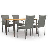 vidaXL 5 Piece Garden Dining Set Poly Rattan Grey