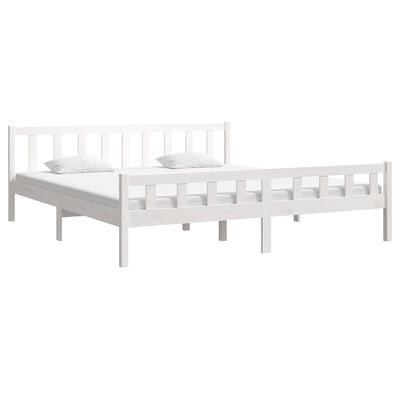 vidaXL Bed Frame without Mattress White Solid Wood Super King