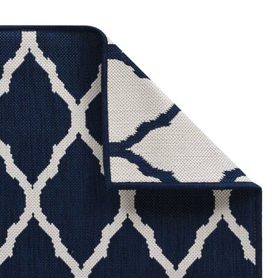 vidaXL Outdoor Rug Navy and White 80x250 cm Reversible Design