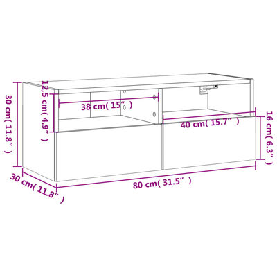 vidaXL TV Wall Cabinet Smoked Oak 80x30x30 cm Engineered Wood