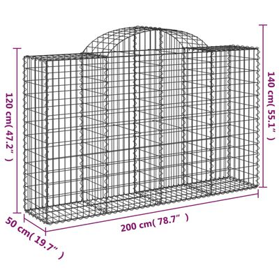 vidaXL Arched Gabion Baskets 3 pcs 200x50x120/140 cm Galvanised Iron