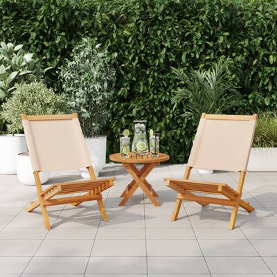 vidaXL Garden Chairs 2 pcs Beige Solid Wood Acacia and Fabric