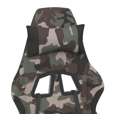 vidaXL Swivel Gaming Chair with Footrest Black and Camouflage Fabric