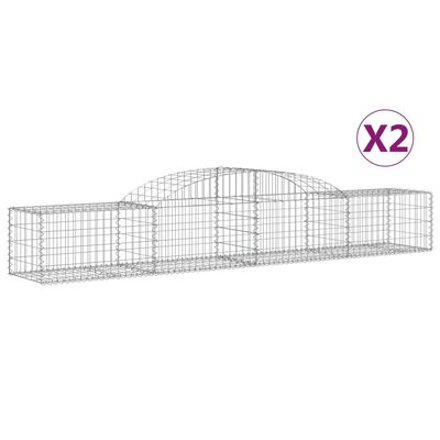 vidaXL Arched Gabion Baskets 2 pcs 300x50x40/60 cm Galvanised Iron