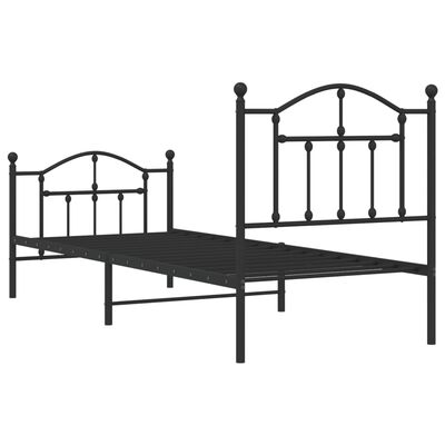 vidaXL Metal Bed Frame without Mattress with Footboard Black 90x200 cm