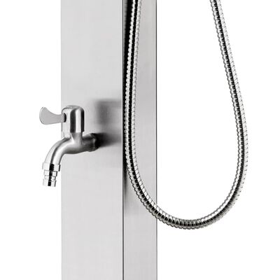 vidaXL Garden Shower with Brown Base 225 cm Stainless Steel