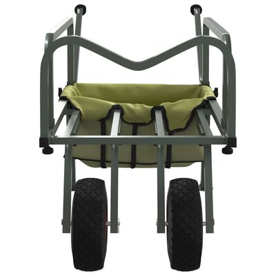 vidaXL Fishing Trolley Green with 2 Wheels Powder-coated Steel