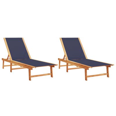 vidaXL Sun Loungers 2 pcs Blue Solid Wood Acacia and Textilene