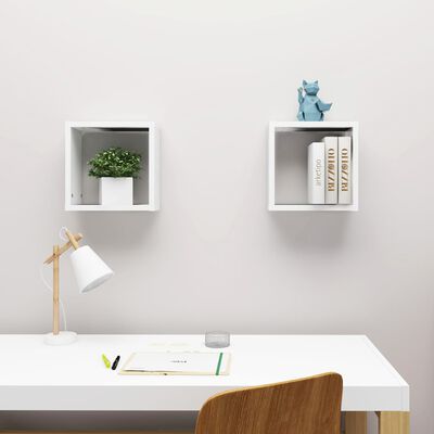 vidaXL Wall Cube Shelves 2 pcs White 30x15x30 cm