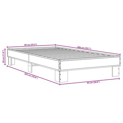 vidaXL Bed Frame without Mattress Black 90x200 cm