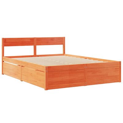 vidaXL Bed Frame without Mattress Wax Brown 150x200 cm King Size Solid Wood Pine