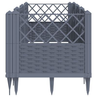 vidaXL Garden Planter with Pegs Grey 123.5x43.5x43.5 cm PP