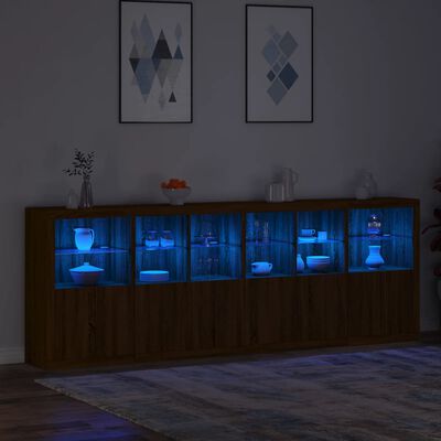 vidaXL Sideboard with LED Lights Brown Oak 283x37x100 cm