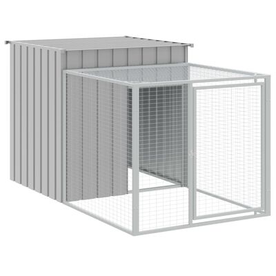 vidaXL Chicken Cage with Run Light Grey 110x201x110 cm Galvanised Steel