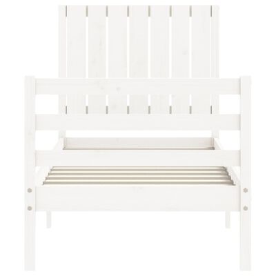 vidaXL Bed Frame without Mattress White Small Single Solid Wood