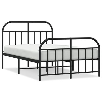 vidaXL Metal Bed Frame without Mattress with Footboard Black 120x200 cm