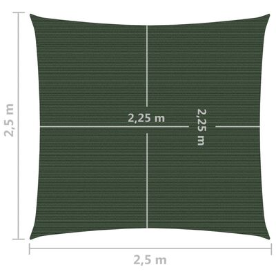 vidaXL Sunshade Sail 160 g/m² Dark Green 2.5x2.5 m HDPE