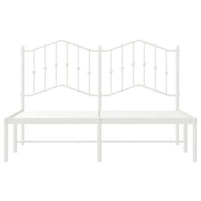 vidaXL Metal Bed Frame without Mattress with Headboard White 135x190 cm Double