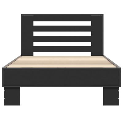 vidaXL Bed Frame Black 75x190 cm Small Single Engineered Wood and Metal