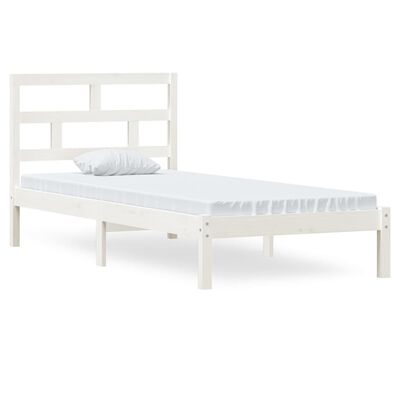 vidaXL Bed Frame without Mattress White Solid Wood 90x200 cm (810003+814175)