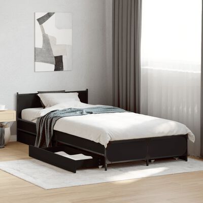 vidaXL Bed Frame with Drawers without Mattress Black 90x200 cm