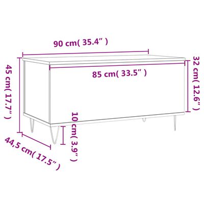 vidaXL Coffee Table Black 90x44.5x45 cm Engineered Wood